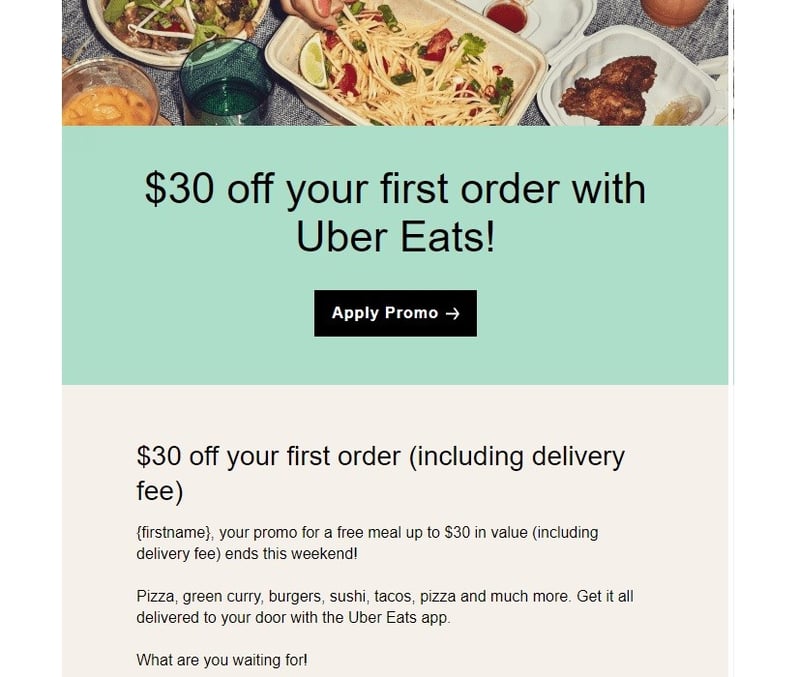 email marketing example uber eats